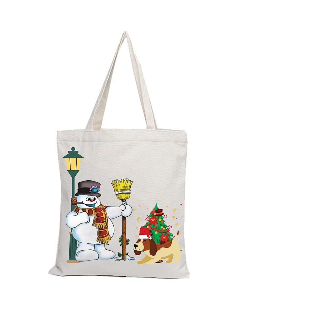 Let have a jolly old time snow man tote bag